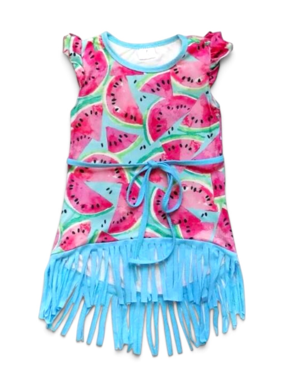 Fringe Bottom Flutter Sleeve Watermelon High Low Cover Up 5T 🛍️ 2/$10 • 3/$12
